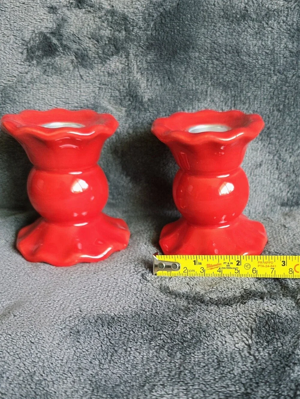 Bundle of 2 new red Taper Candle Holder 3.25